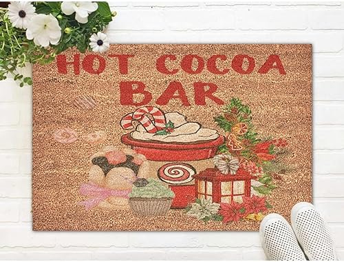 Miniatura 5 de Divertidos tapetes de bienvenida de chocolate caliente para interiores y exteriores, tapete rústico de goma antideslizante con parte trasera de goma