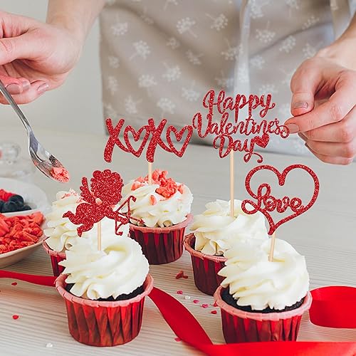 Miniatura 99 de Rsstarxi 36 Pack Happy Valentine's Day Cupcake Toppers Glitter Cupid Love Heart Lip Kiss Me Be Mine Cupcake Picks for Valentine's Day Theme Wedding