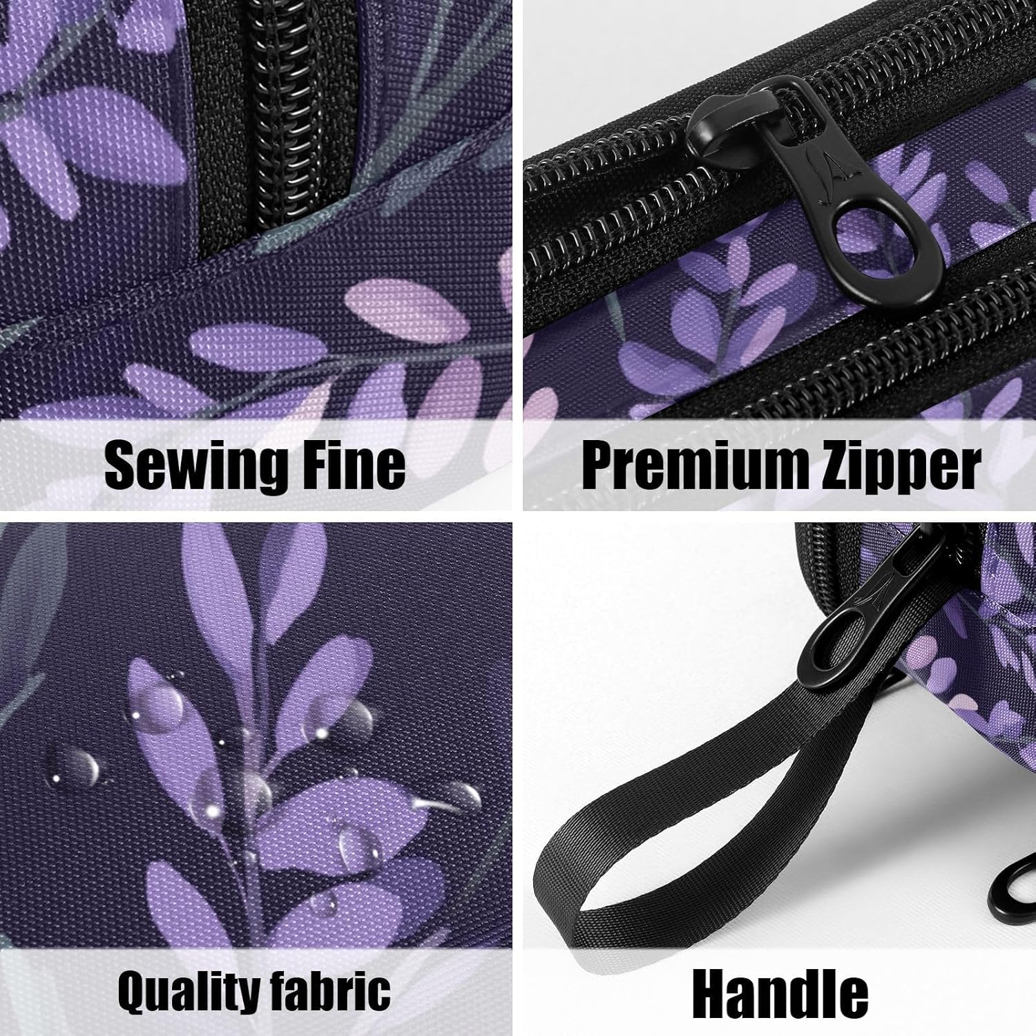 Fustylead Purple Lavender Pencil Pen Case with 3 Compartments, Lightweight & Spacious Stationery Bag Cosmetics Bag - Image 5