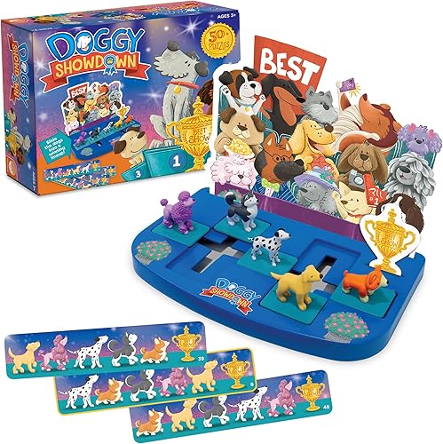 MindWare Juego de lógica de enfrentamiento de perritos, juego de rompecabezas para un jugador, juegos cerebrales portátiles para niños de 3 años en
