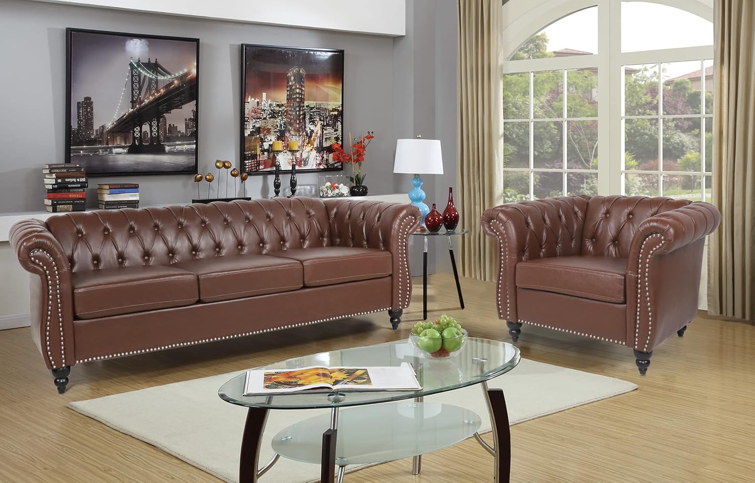 wirrytor 2 Pieces of Living Room Furniture Chesterfield