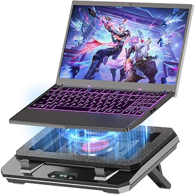 IETS GT300 Upgraded Laptop Cooling Pad with Adjustable Stand, Turbo Boosted Cooler for Rapid Cooling 10-17inch Gaming Laptop, Flexible Sealing Ring,Featuring Air Filtration Adjustable clamp