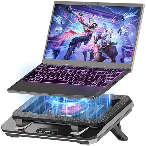 IETS GT300 Upgraded Laptop Cooling Pad with Adjustable Stand, Turbo Boosted Cooler for Rapid Cooling 10-17inch Gaming Laptop, Flexible Sealing Ring，Featuring Air Filtration Adjustable clamp
