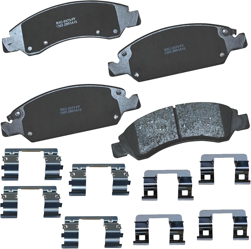 Premium SBC1363 Ceramic Front Brake Pads for select Cadillac Escalade, ESV, EXT, XTS, Chevrolet Avalanche, Cheyenne, Express 1500, Silverado, Suburban, Tahoe, GMC Savana, Sierra Classic, Yukon