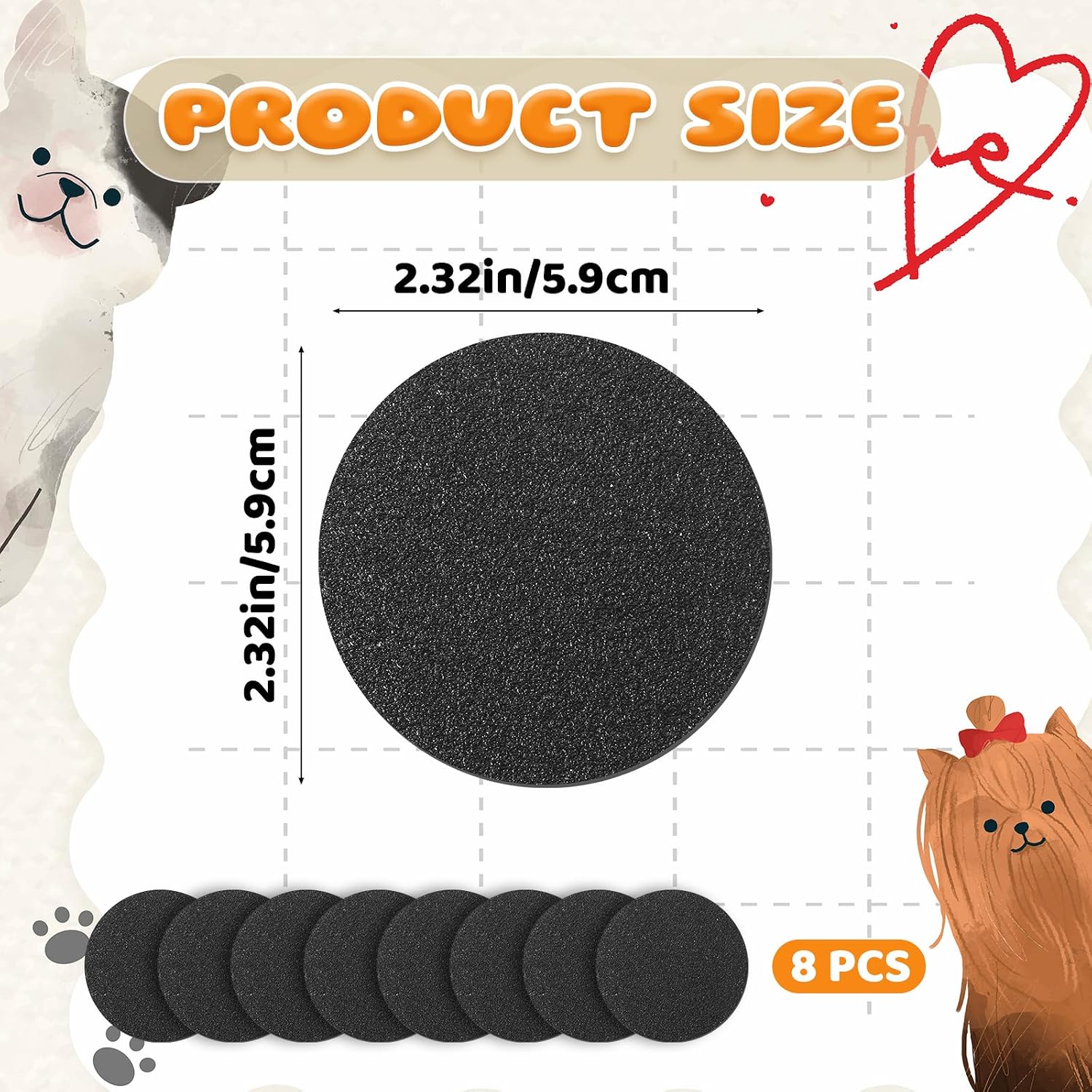 8 Pcs Dog Nail Filing Disc Replaceable Dog Scratch Board Sandpaper Replacement Trainning Nail Care Accessories for Dogs Cats Safe Easy Smooth Healthy image 2