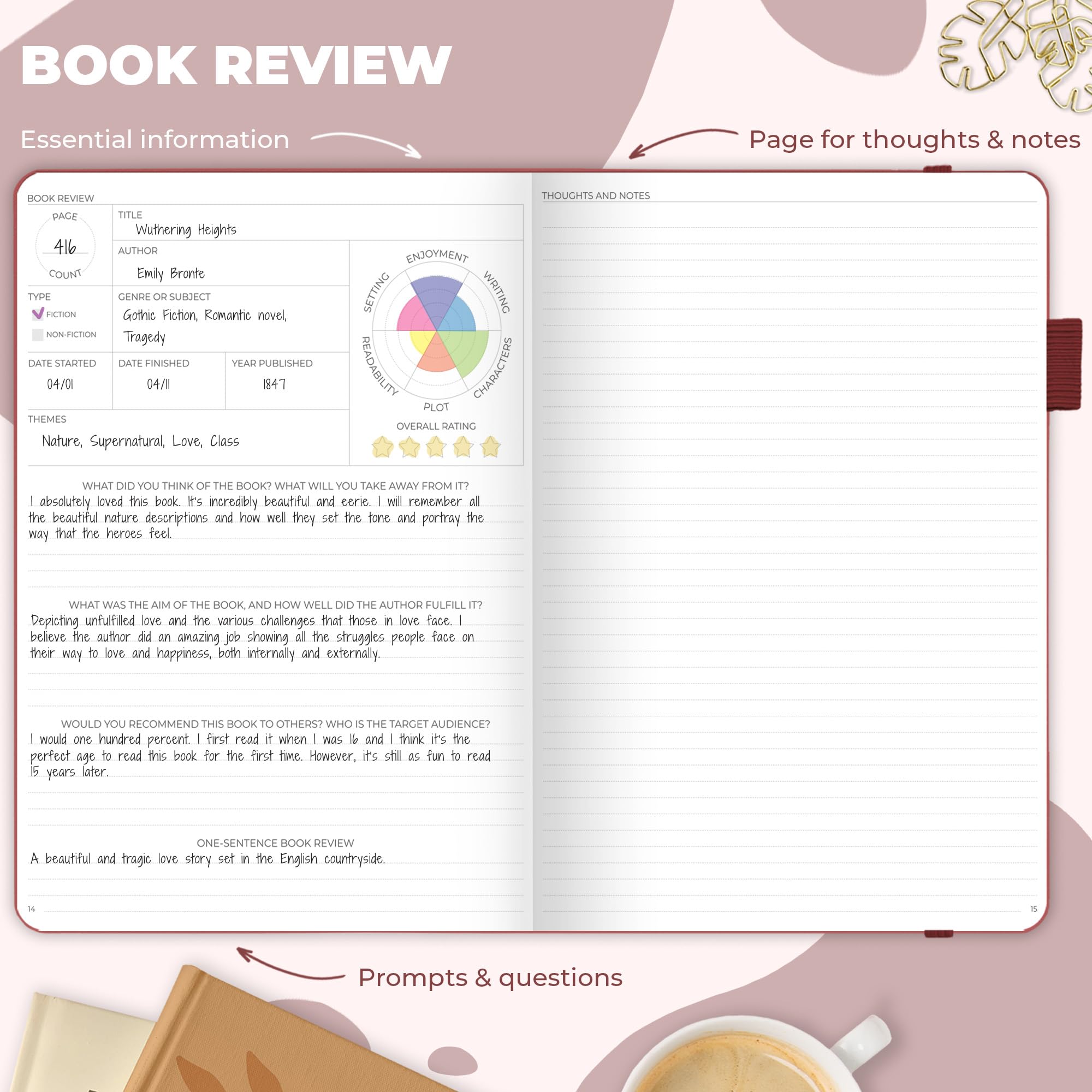 Clever Fox Reading Journal Large, Guided Book Review Log & Tracker, Gifts & Accessories for Reading Lover - Image 4