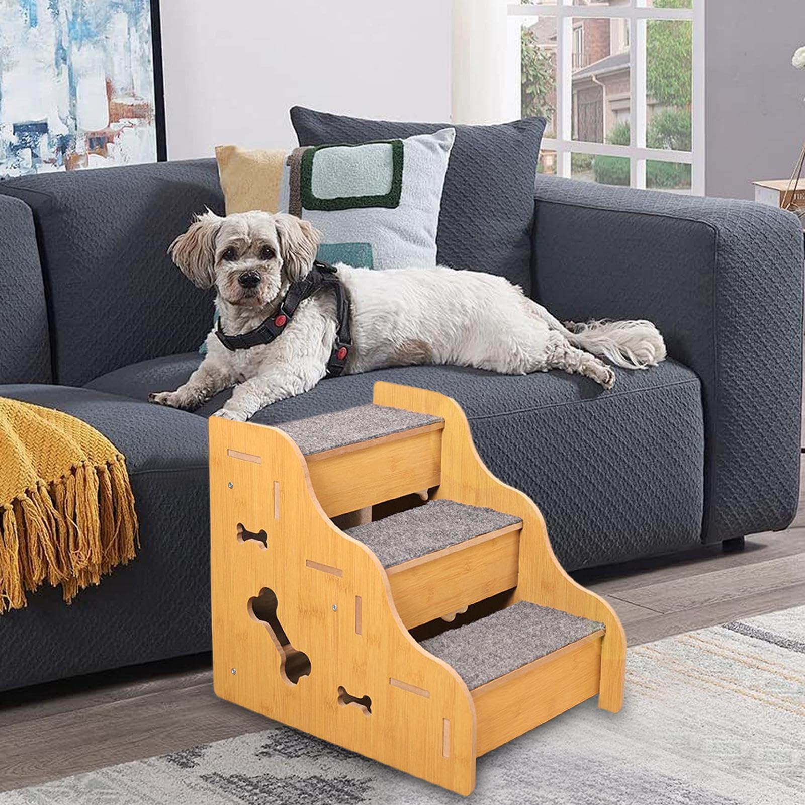 Escaleras para cama para perros Escaleras con Rampa para Cachorros | Pasos para sofá para perros para usar en interior, autocaravana, dormitorio, sala de estar, apartamento, sofá, muebles,