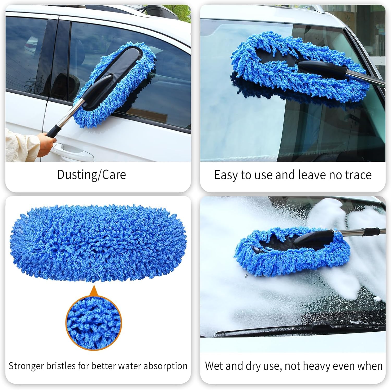 SUPERSTUD 6 Pcs - Car Duster Microfiber Brush Long-1 | Glass Wiper Cleaning Tablets 2Pcs | 1Pcs Car Dustbin | 1Pcs Microfiber Cloth | 1Pcs Interior Cleaning Brush | 1Pcs AC Vent Brush - Blue Color - Image 2 thumbnail
