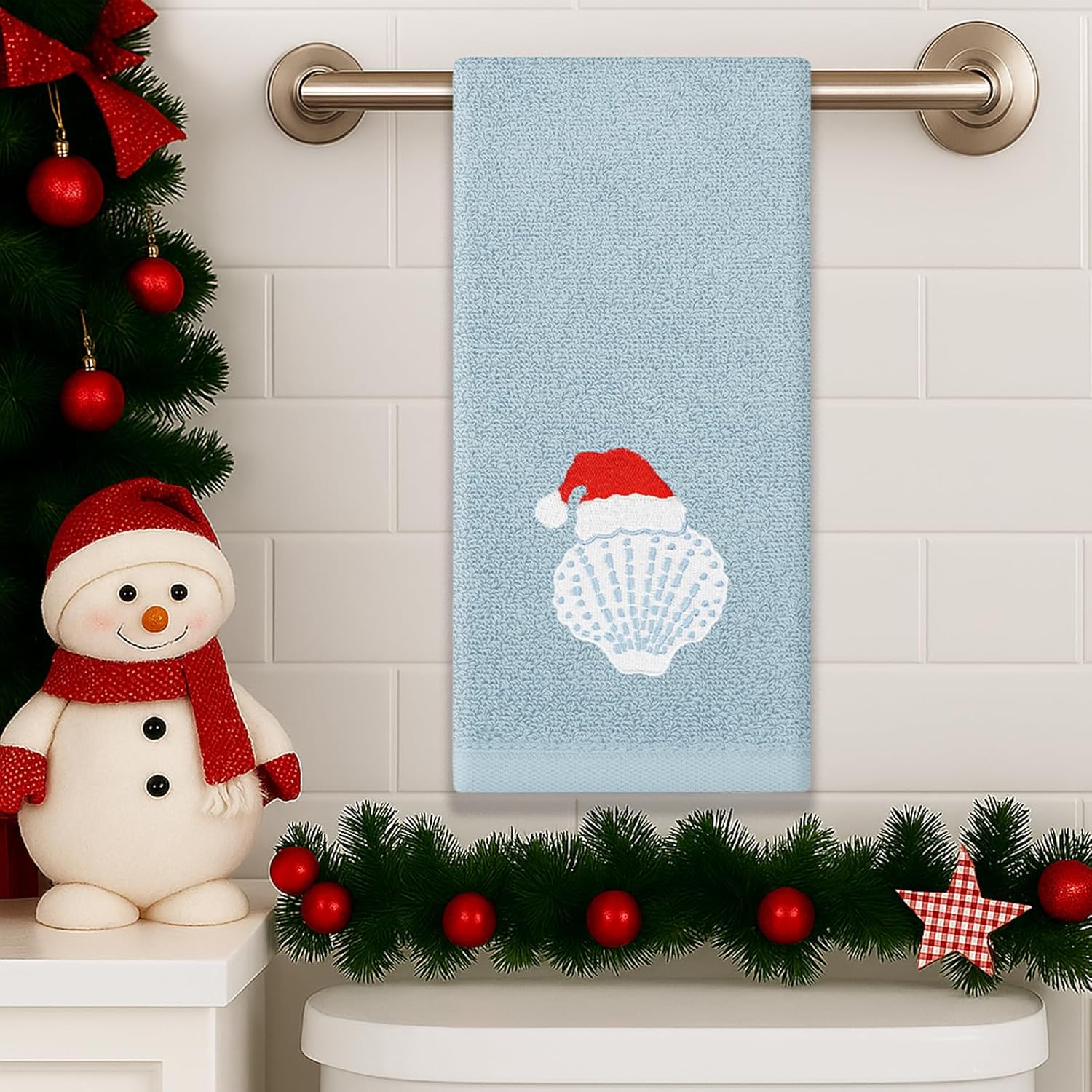 Coastal Christmas Decor Beach Hand Towels 13x29 Inch 100% Cotton Dish Towels Drying Kitchen Towels Home Bathroom Kitchen Decorations (Coastal)