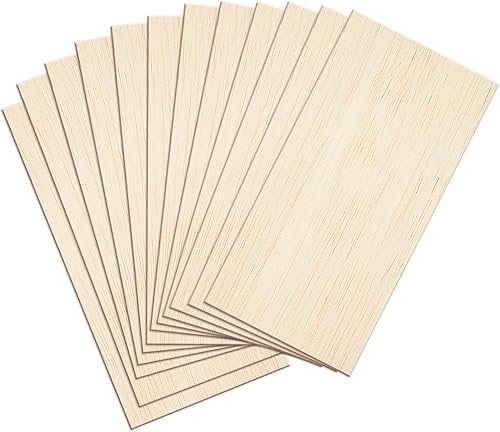 12 hojas de madera de balsa sin terminar de 8 x 4 pulgadas de grosor para manualidades, 0.079 in de grosor Craftiff