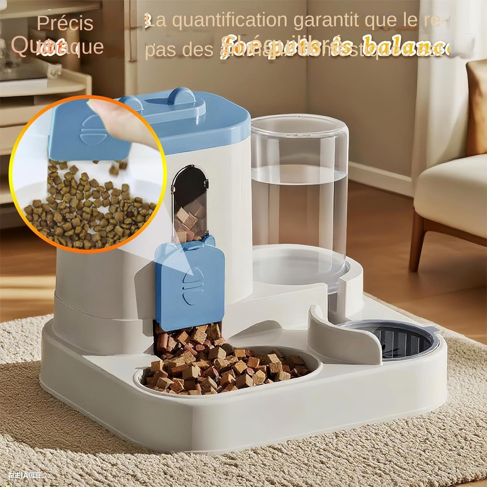 Distributore automatico 2 in 1 per gatti e cani, con serbatoio d'acqua e crocchette, mangiatoia e abbeveratoio grande capacità per animali domestici interni