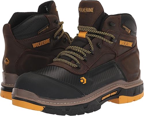 Vista 21 de Wolverine Botas de trabajo impermeables con punta compuesta media de 6 pulgadas Negro/Naranja