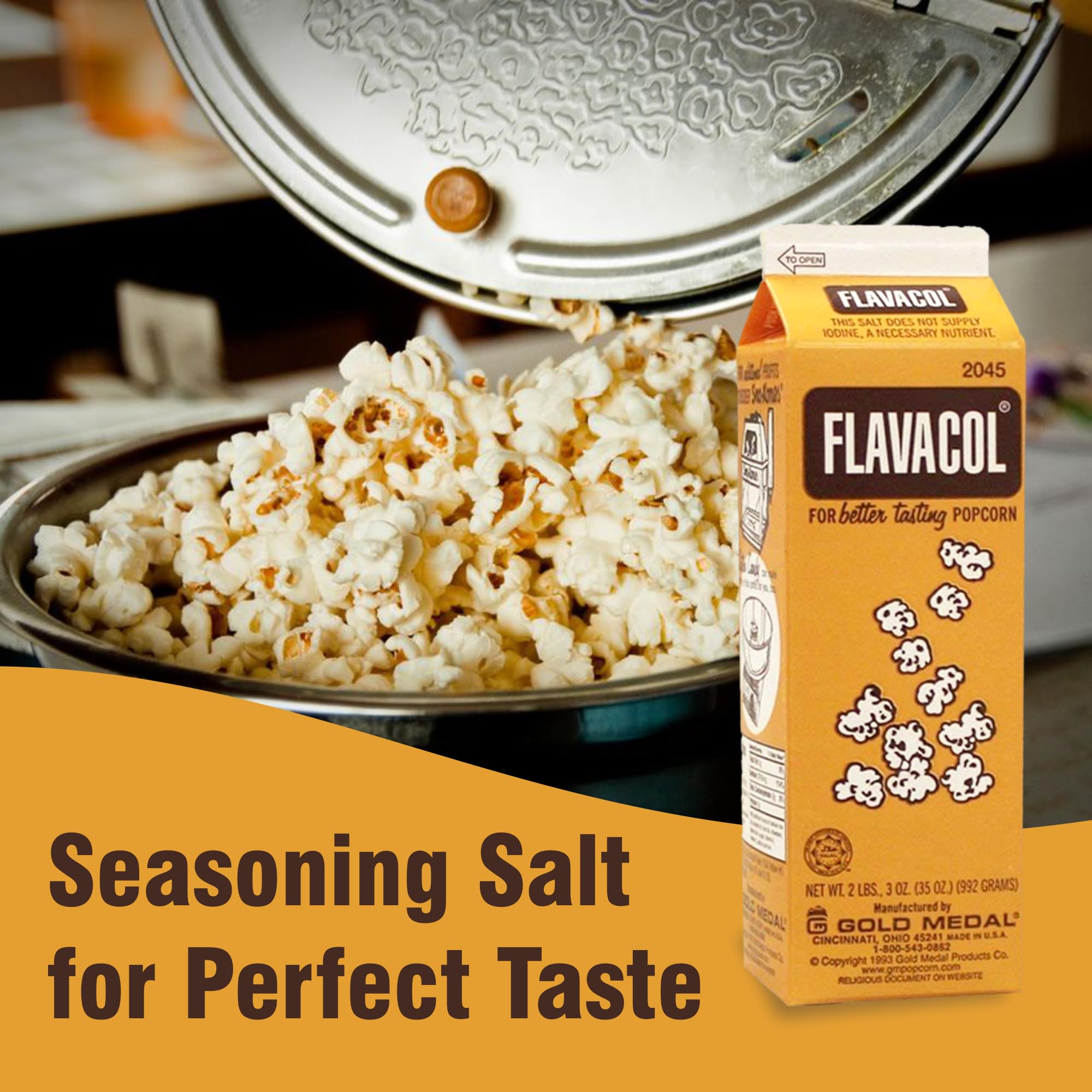Concession Essentials Flavacol Popcorn Lot de 3 paquets de sel d'assaisonnement 992 g par paquet Total 2976 g