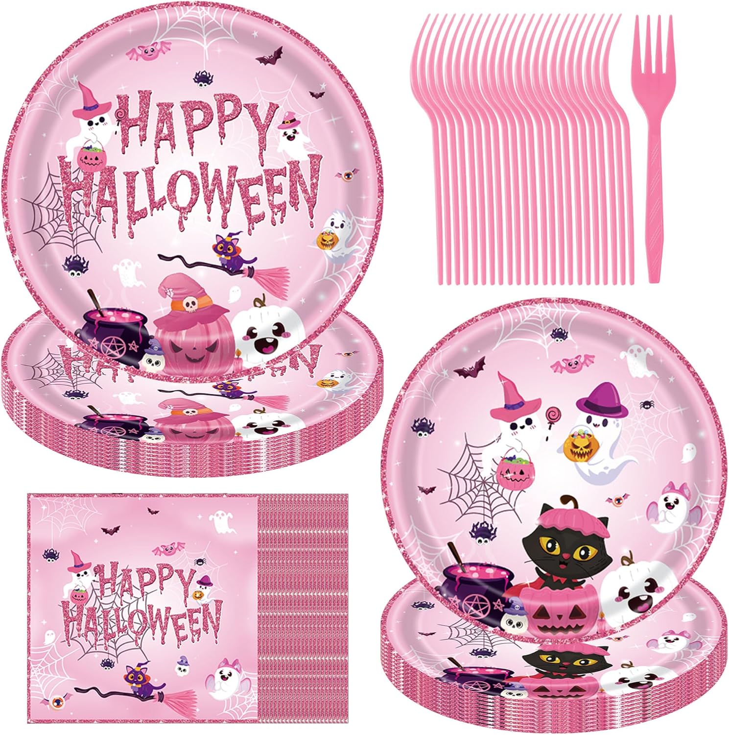 Halloween Decorations Indoor, 96PCS Pink Halloween Birthday