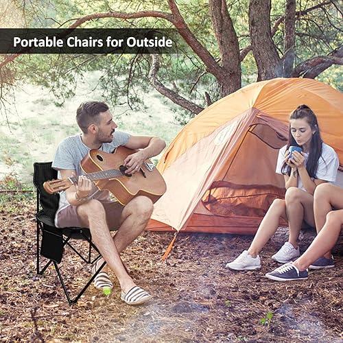 Miniatura 6 de VOOVY Silla plegable portátil compacta ultraligera silla de campamento al aire libre con bolsillo frontal y bolsa de transporte para pesca, camping,