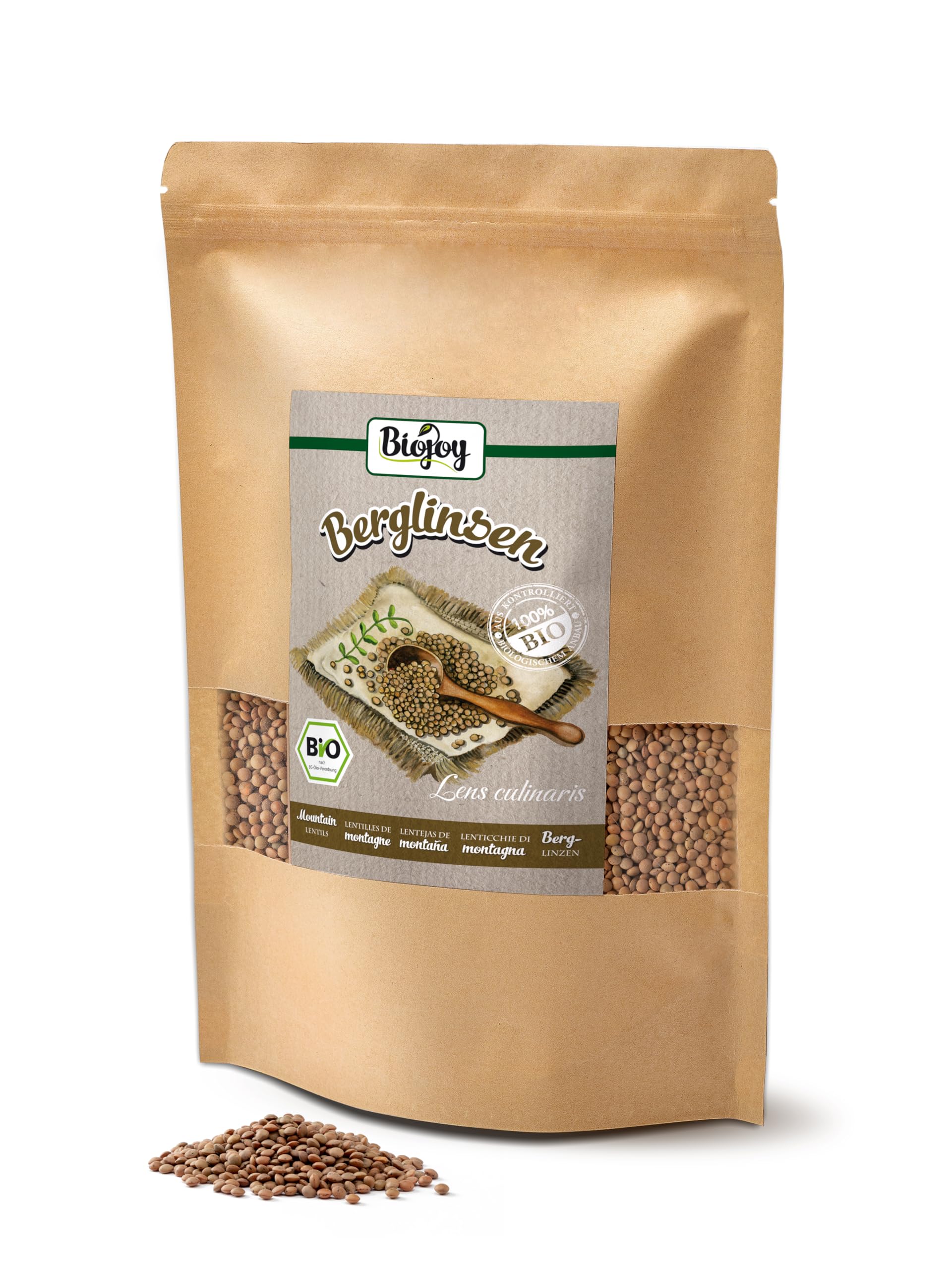 Biojoy Lentejas marrones BÍO (1,5 kg), secas y enteras, lentejas de montaña