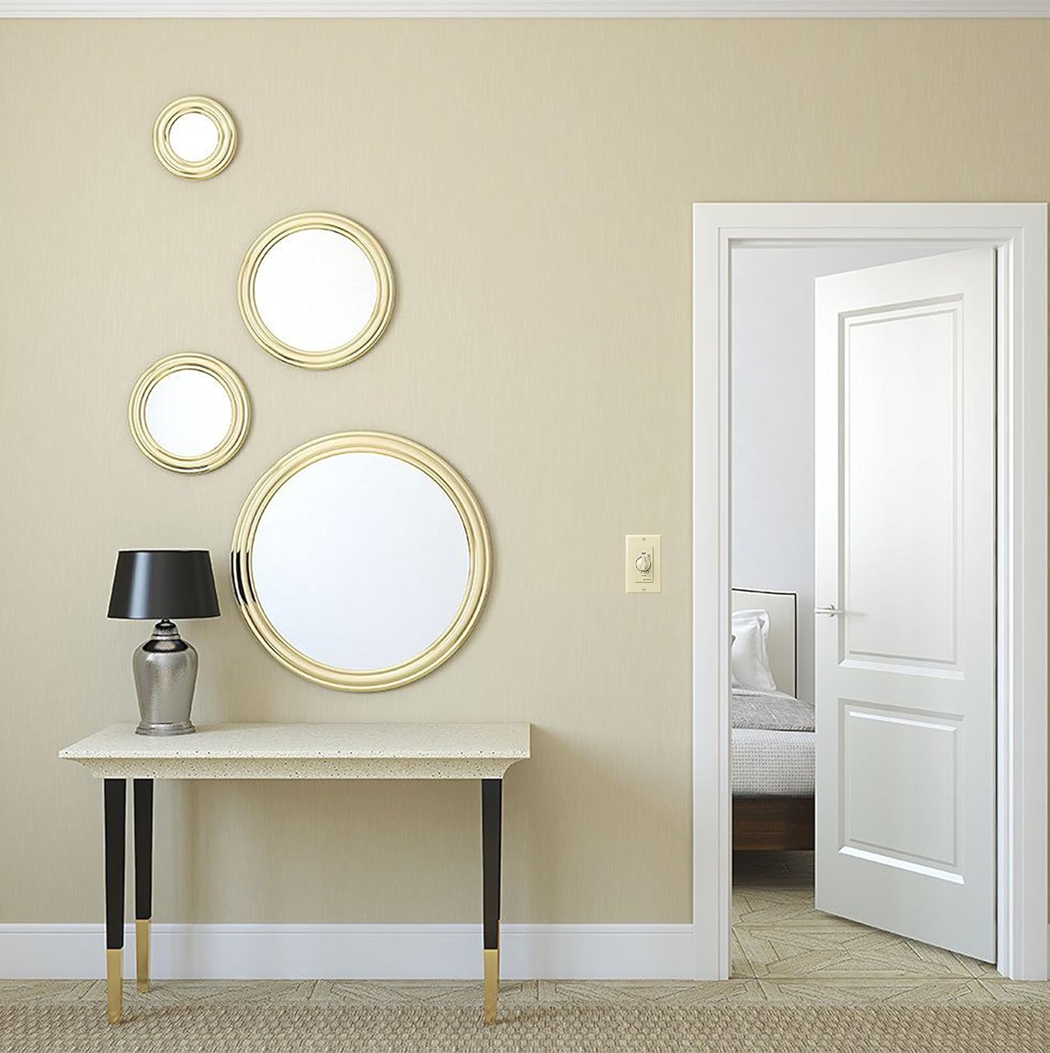 Intermatic FD12HH 12-Hour Spring-Loaded Automatic shut-off Wall Timer for Fans and Lights with Hold, Ivory