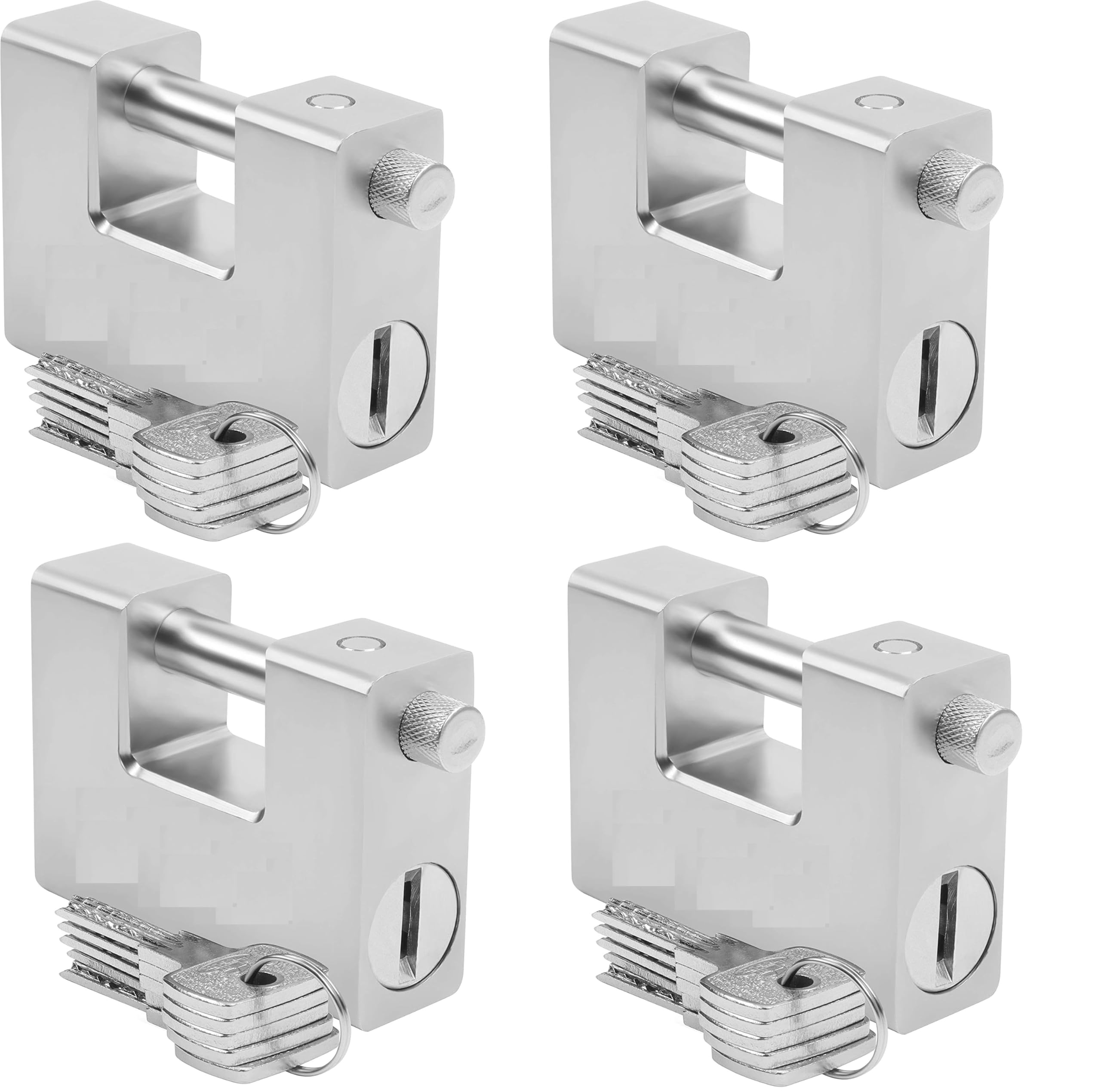 4 x Lucchetto Corazzato Antiscasso da 1 Kg con 5 Chiavi - Acciaio Massiccio Temprato - Grillo Spesso 12 mm - Catenaccio Moto, Serranda, Cancello, Sicurezza Garage. Lunghezza 94mm