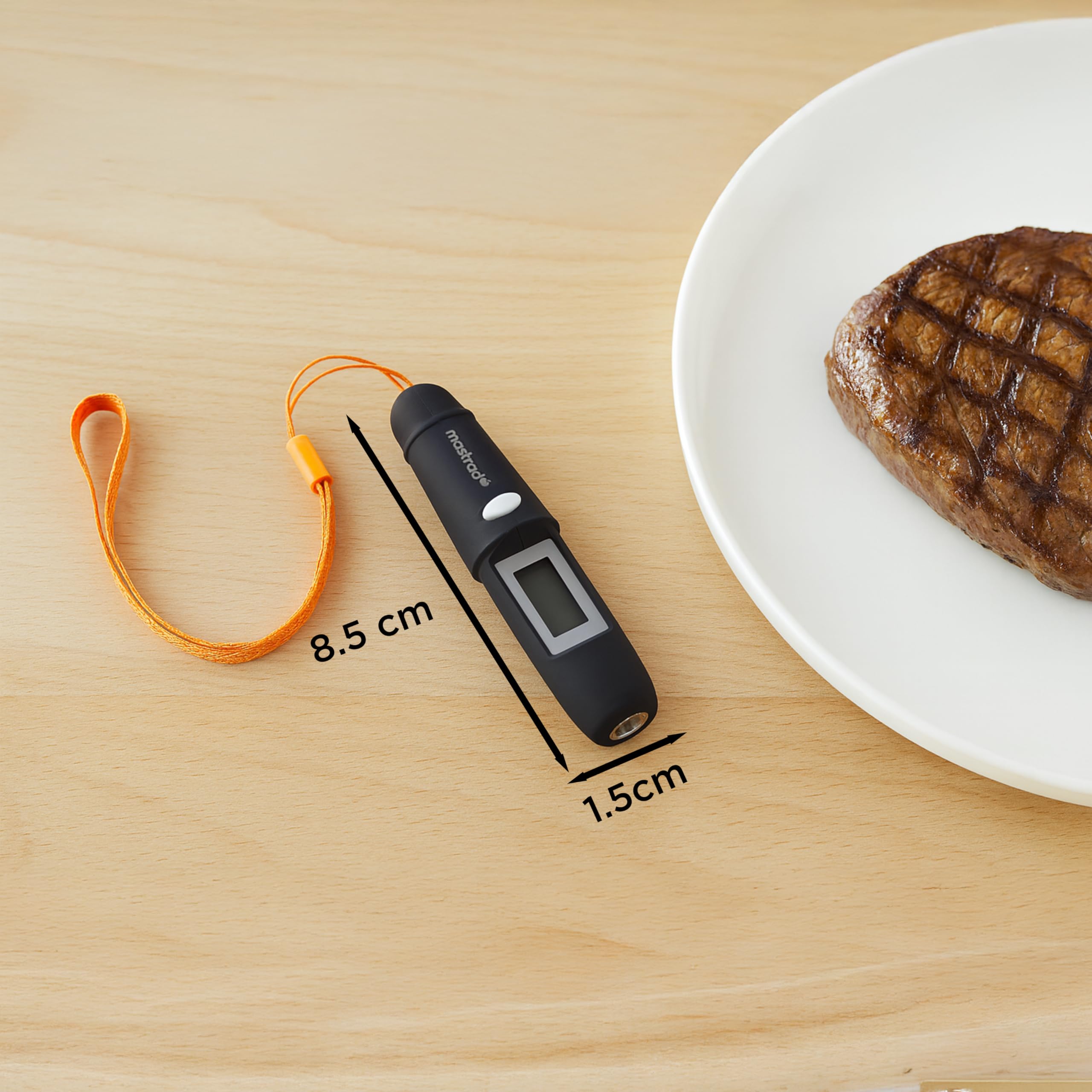 Mastrad - Thermomètre Infrarouge Sans Contact – -50°C À +250°C – Pointeur Laser - Précision Au 1/10 de degré – Idéal Chocolat & Sucre – Affichage Numérique