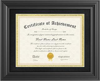 Abtgt 11x14 Diploma Frame Certificate Degree Document Frame with High Definition Glass, with Black and Gold Mat Display 8.5x11 or without Mat Display 11x14, for Wall and Tabletop, Black