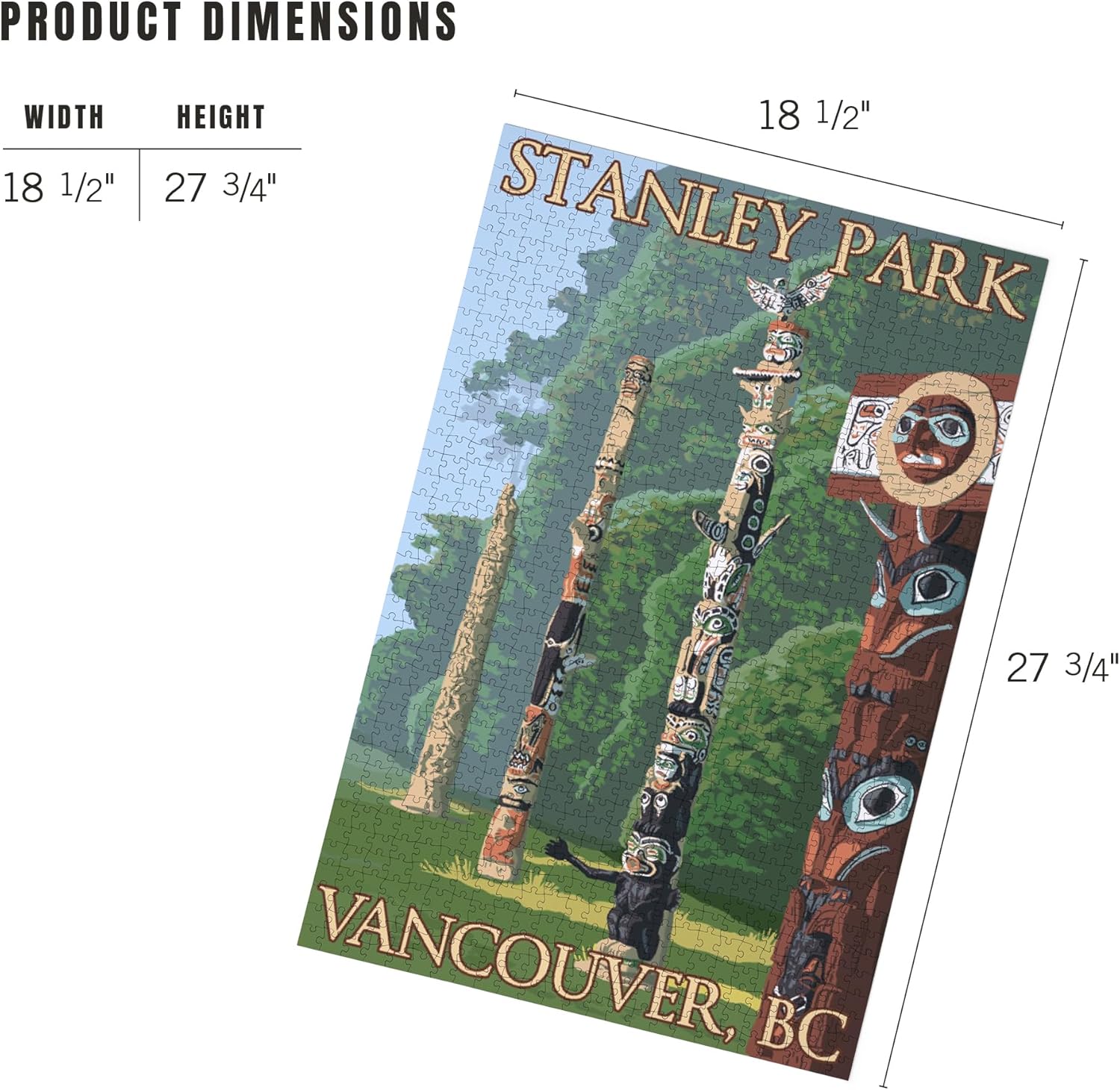 Lantern Press Vancouver, Canada, Stanley Park Totems 1000 Piece Jigsaw Puzzle for Adults, Made in USA with Reference Poster