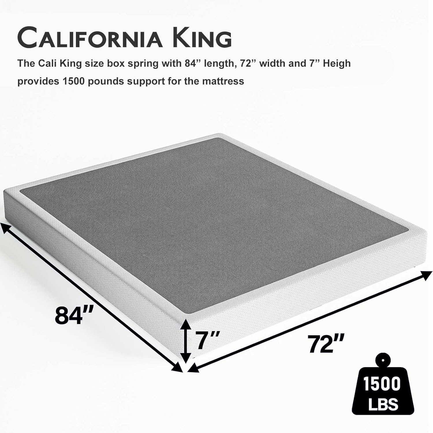 ZIYOO California King Box Spring, 7 Inch Metal Box Springs, Strong Metal Frame Support for 1500lbs, Mattress Foundation, Easy Assembly, No Noise
