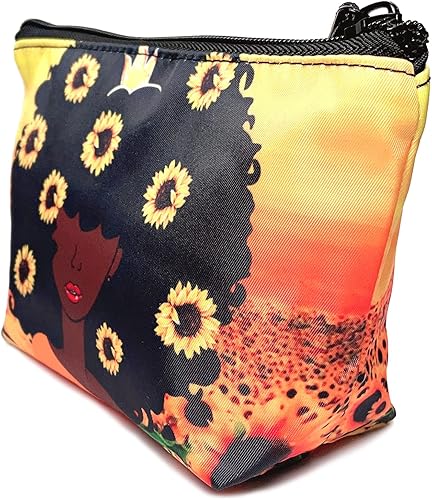 Miniatura 2 de BDAWQUG Bolsa de maquillaje Melanin para mujer, bolsa de cosméticos impresa portátil, bolsa de aseo de viaje, bolsa organizadora de maquillaje para