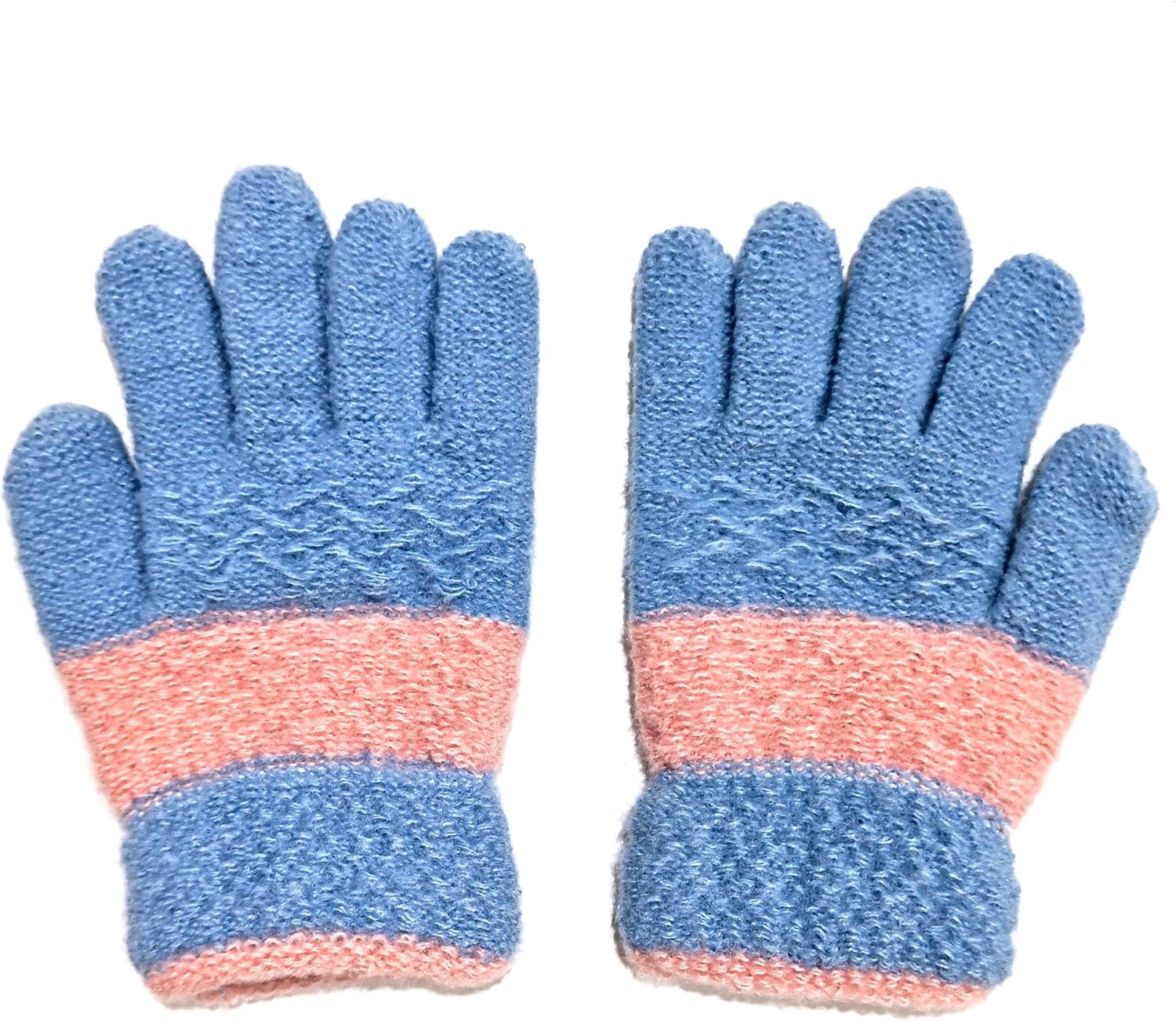 AIMI 3 Pairs Kids Winter Knit Gloves Stretchy Full Finger Fluffy Warm Mittens for Children Toddler Girls 5-10 Years - Image 7