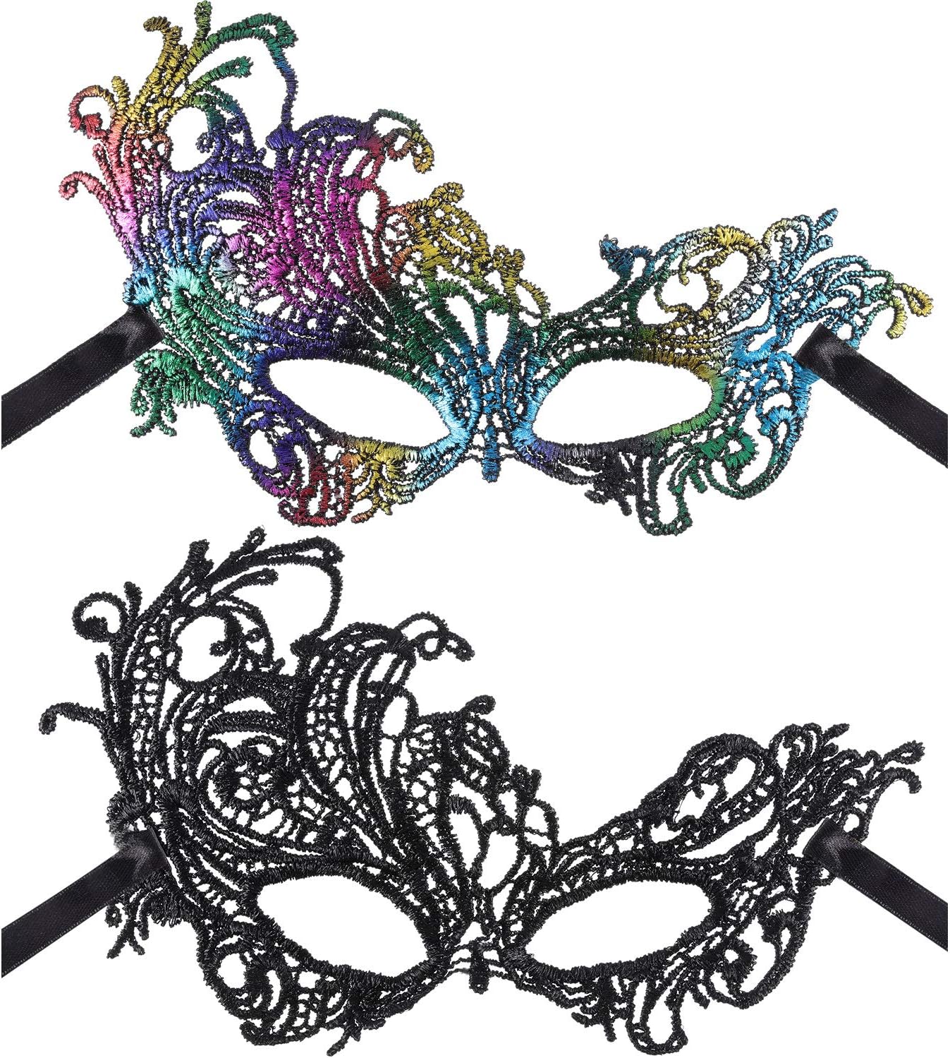 6 Pieces Multicolored Masquerade Masks for Women Girls Lace Masks Venetian Masks Halloween Mardi Gras Party Supplies Mask : Clothing, Shoes & Jewelry