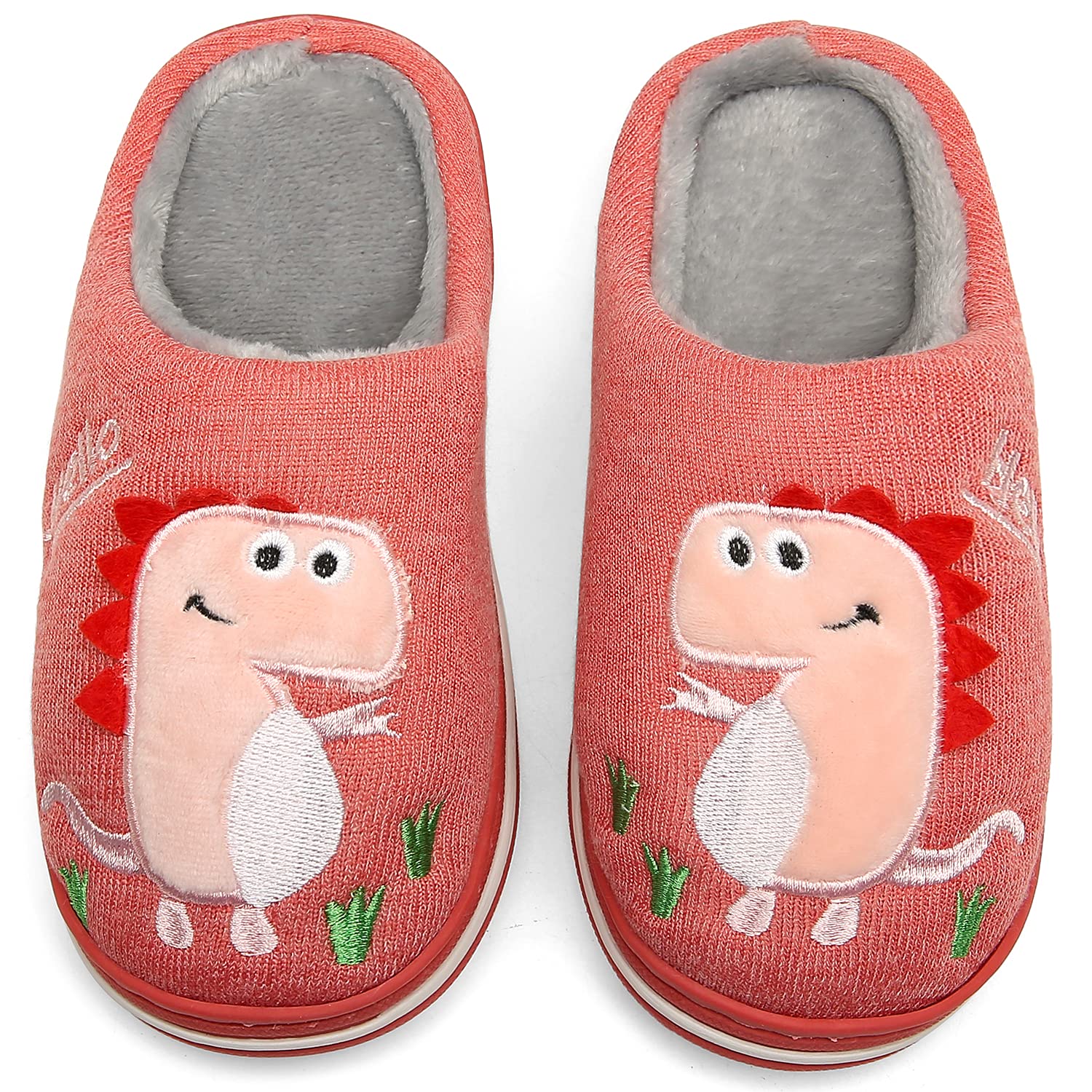 INMINPIN Inverno Pantofole da Casa Bambini Caldo Peluche Pantofola da Invernali Carino Dinosauro Comode Ciabatte Interne di Cotone per Ragazze Ragazzi