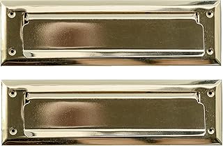 Solid Steel Gold Color with Spring Flap | Mail Slot Fits to Most Doors | Outer Size 10 Inches by 3 inches | Set with Front and Rear Piece and Screws