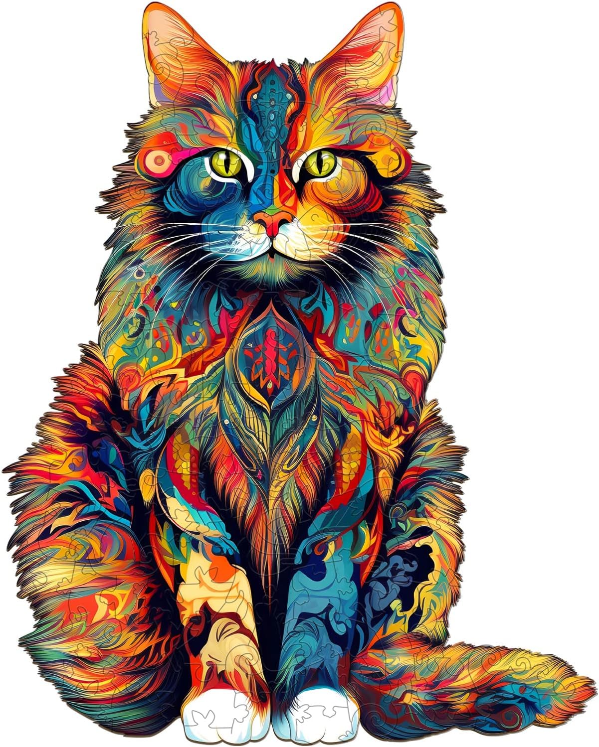 Blumuze Wooden Jigsaw Puzzles โ Maine Coon Cat, Unique Shaped Animal Puzzles for Adults & Kids โ Gift Boxed 300pcs, 42cm x 33.6cm
