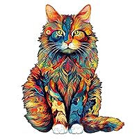 KAAYEE Puzzle in Legno Maine Cat 300 Pezzi, Animali a Forma di Gatto