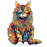 Jigfoxy Wooden Puzzles for Adults, Cat Wood Puzzle for Adult, Unique Animal Shape Puzzles, Challenging Jigsaw Puzzle, Christmas Thanksgiving Gifts for Friends Family(L-16.5 * 13.2in-300Pcs)