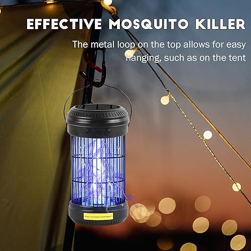 Miniatura 7 de Lulu Home Exterminador solar de insectos, 1400 V eléctrico de alto voltaje con 3 modos de iluminación, cable tipo C cargado impermeable trampa para