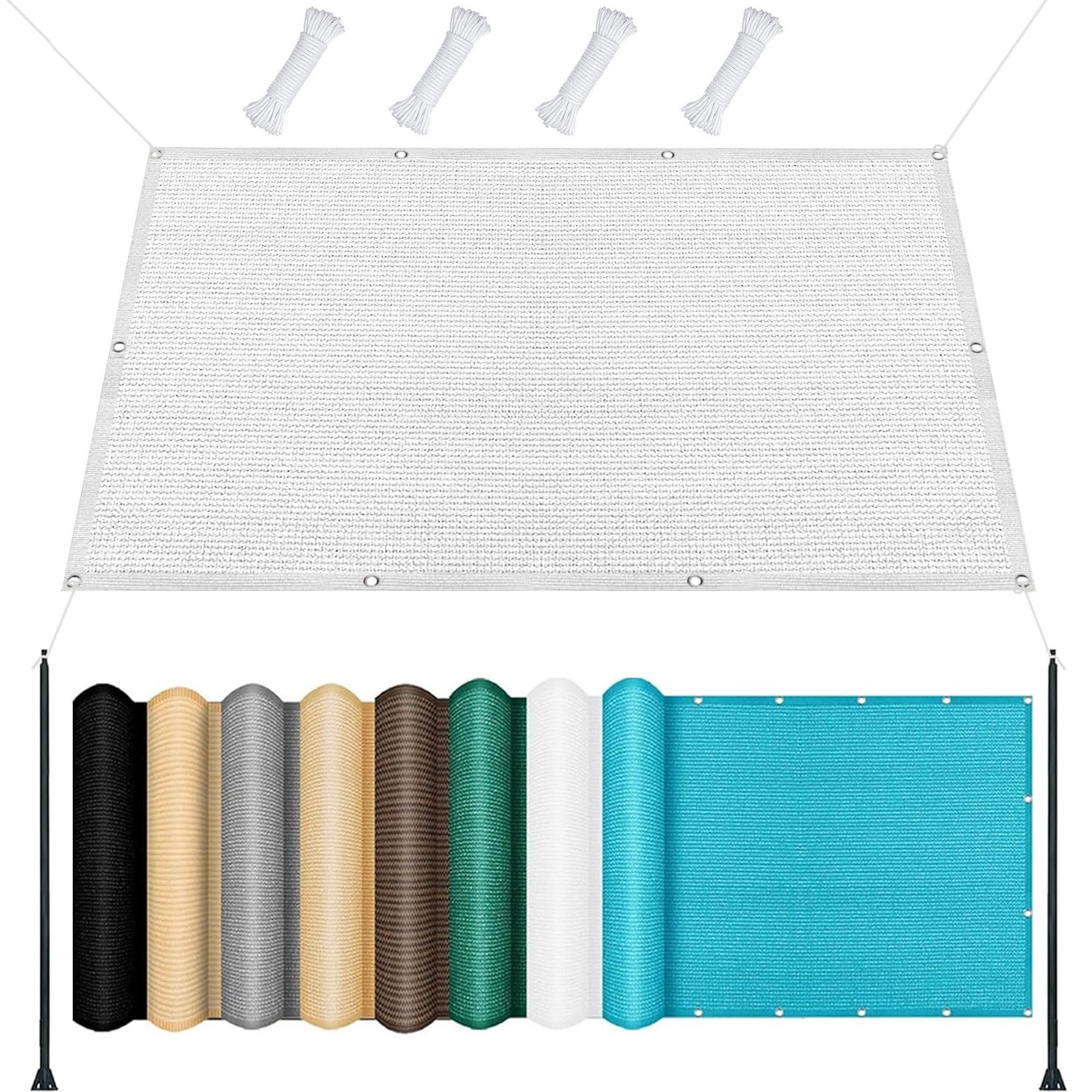 Voile d'ombrage 3x8m blanc pour jardin et pergola résistant aux UV