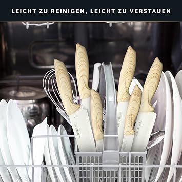 Home Hero Kitchen Knife Set with Sharpener - High Carbon Stainless Steel Knife Block Set with Ergonomic Handles (12 Pieces - Cream)