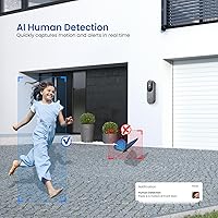 Vista 4 de CutePanda Cámara de timbre de video inalámbrico 1080P, detección humana AI, sistema de seguridad para el hogar, vista en vivo