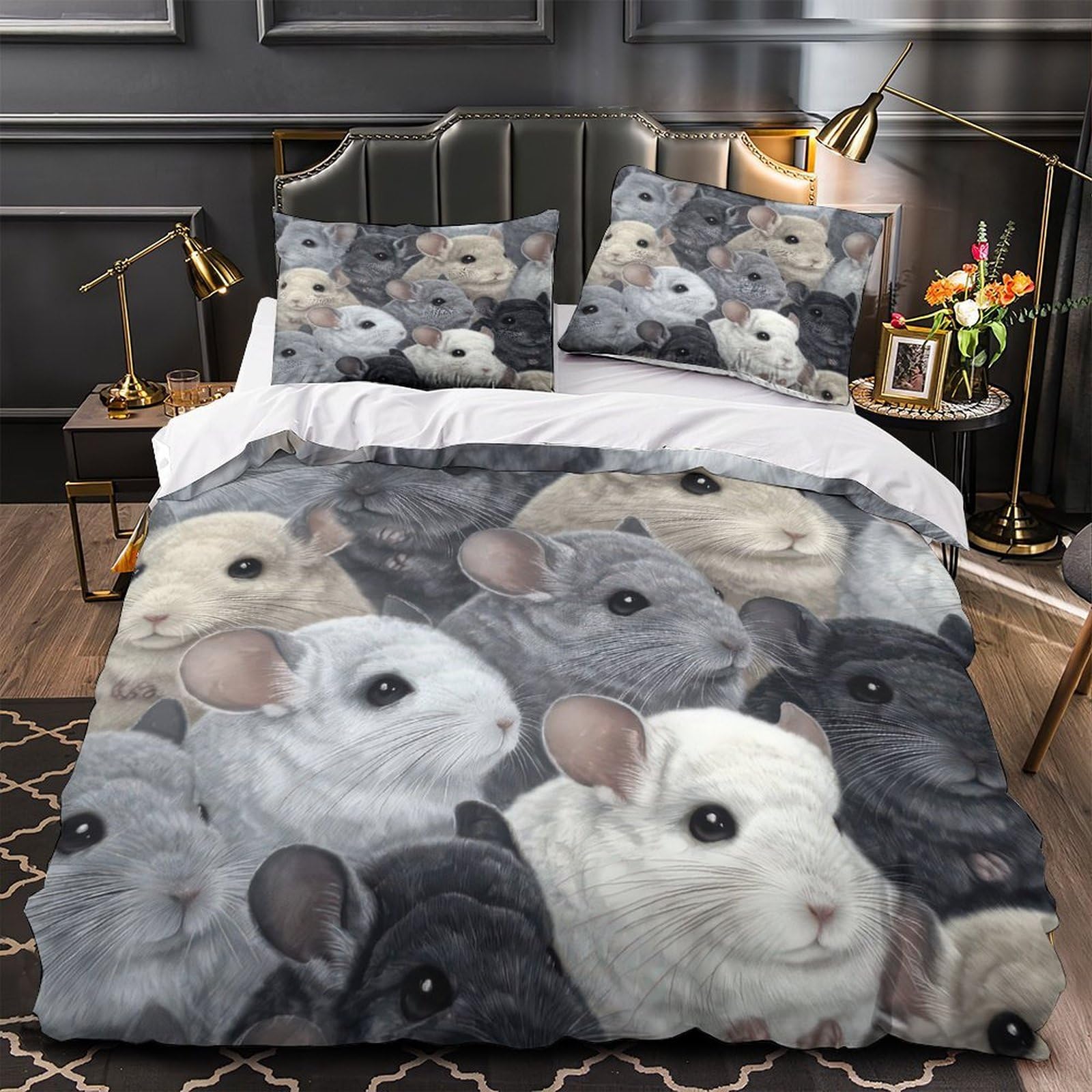 Housse de couette chimpanzé 3D hypoallergénique et légère en microfibre
