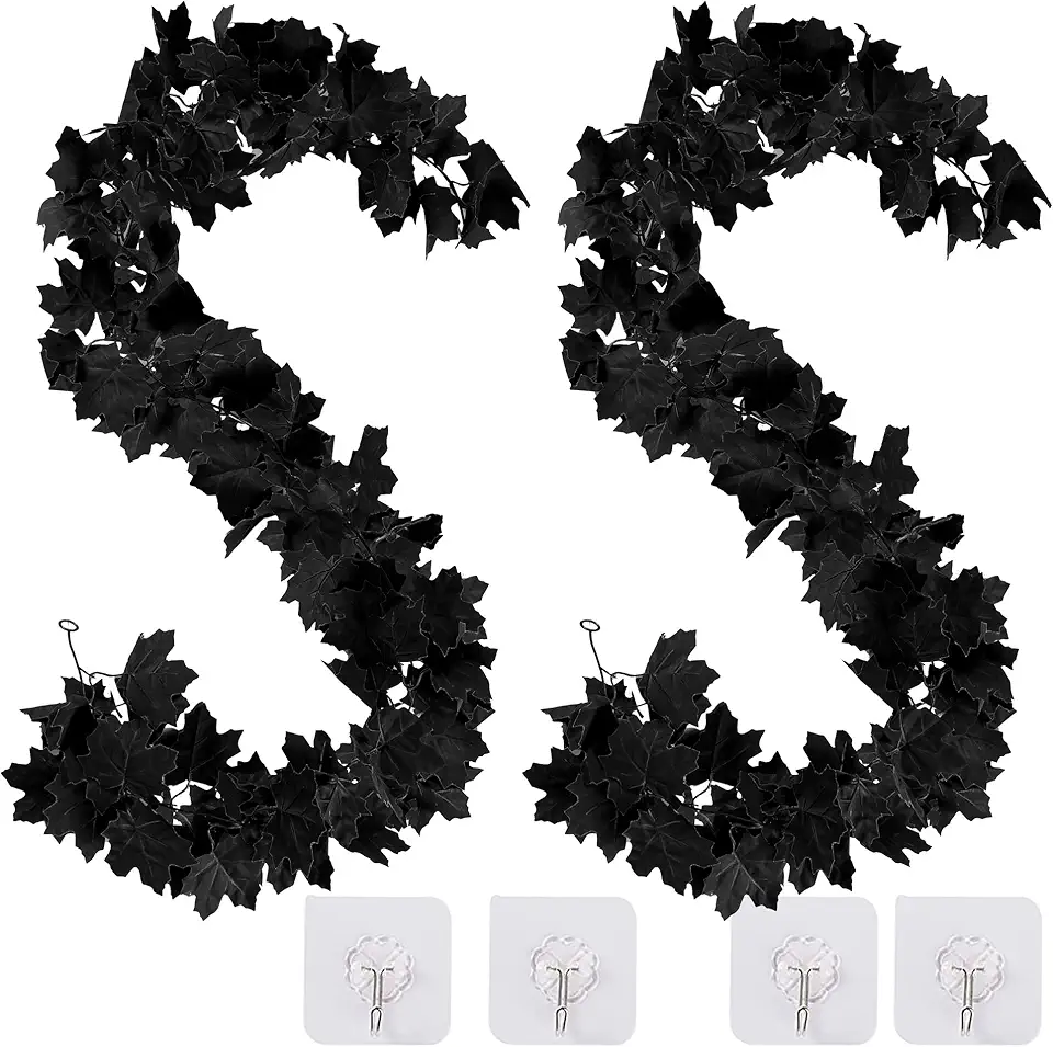 Sggvecsy 2-Pack 5.7ft Black Maple Garlands