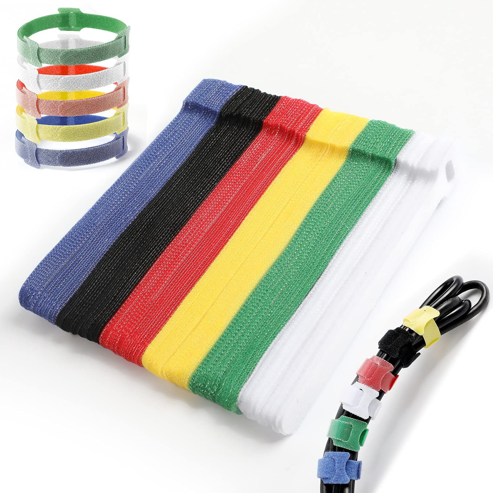 Rubans Attaches Câbles Réutilisables Nylon - 1m De Long, 14mm De Large, Fermeture éclair à Boucle (Lot De 4 Couleurs)