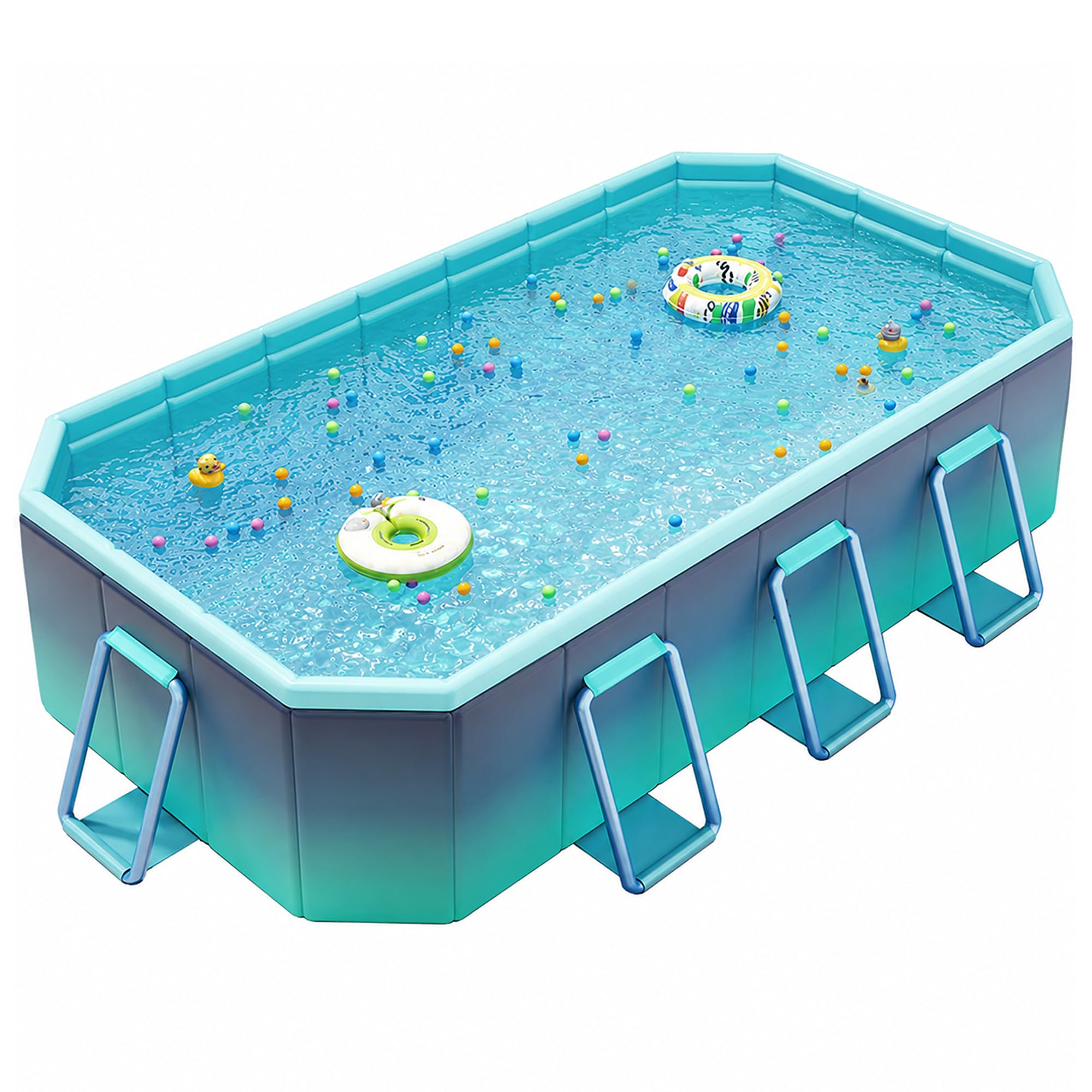Grande Piscina Rettangolare Pieghevole Fuori Terra Non Gonfiabile | Supporti Laterali Rinforzati per Bambini e Adulti, Ripiegabile e Compatta(62.9in/160cm)