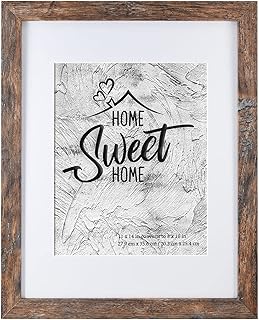 Califortree Rustic Brown 11x14 Picture Frame - Display Photos 8x10 with Mat or 11x14 Without Mat - HD Glass Inside, Horizontal and Vertical Display for Wall