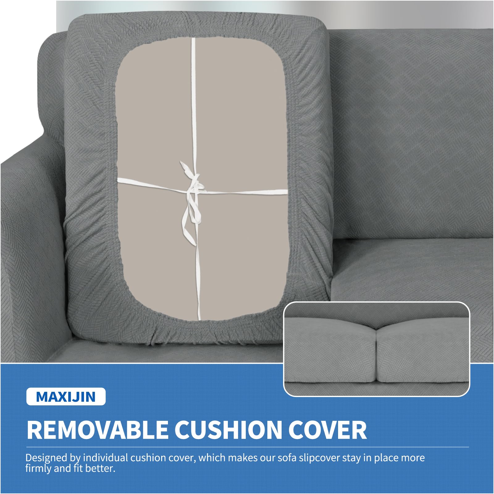 MAXIJIN 3 Piece Couch Covers for 2 Cushion Couch loveseat Cover, Stretch Love Seat Sofa Slipcovers for Dogs Pet, Thick Furniture Protector with 2 Seat Cushion (55"-69", Light Gray)