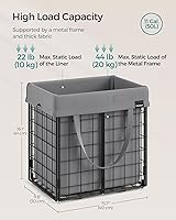 Vista 60 de SONGMICS 29 Gal. (110L) Laundry Basket, Laundry Hamper, Collapsible Clothes Hamper, Removable and Washable Liner, Metal Wire Frame, for Bedroom