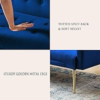 Vista 25 de Sofá cama moderno de terciopelo de 72 pulgadas, sofá cama plegable convertible con 3 respaldos ajustables, sofá biplaza reclinable copetudo