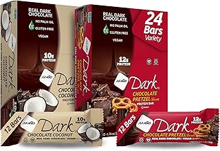 NuGo Dark Variety - Pretzel with Sea Salt 12 Bars & Dark Coconut 12 Bars, Vegan, 200 Calorie, Gluten Free, 24 Count