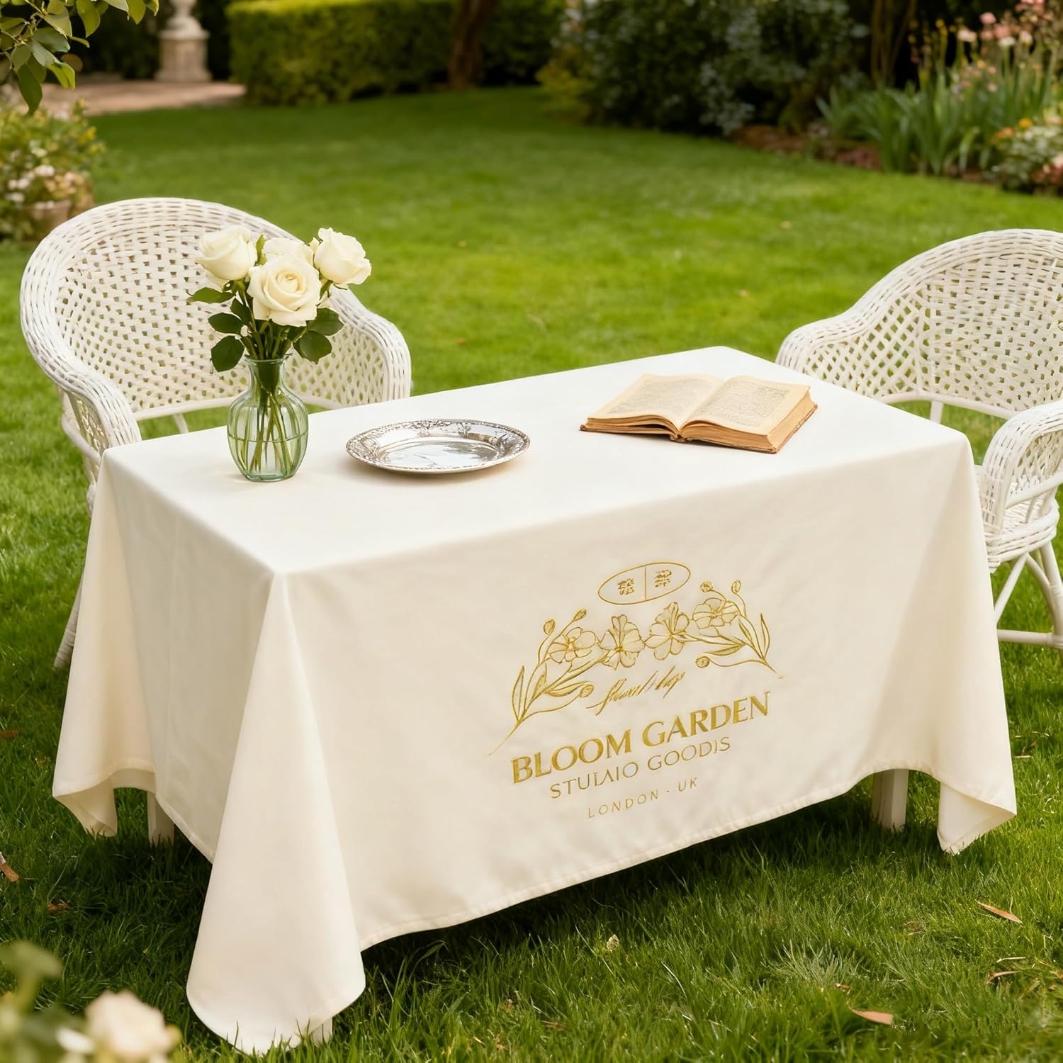 Custom Table Cloth with Business Logo, Personalized Table Cloth with Logo for 4FT 5FT 6FT 8FT 10FT, Ideal for Tradeshow Events, School, Associations, Birthday Party & Wedding (8FT Open Back)