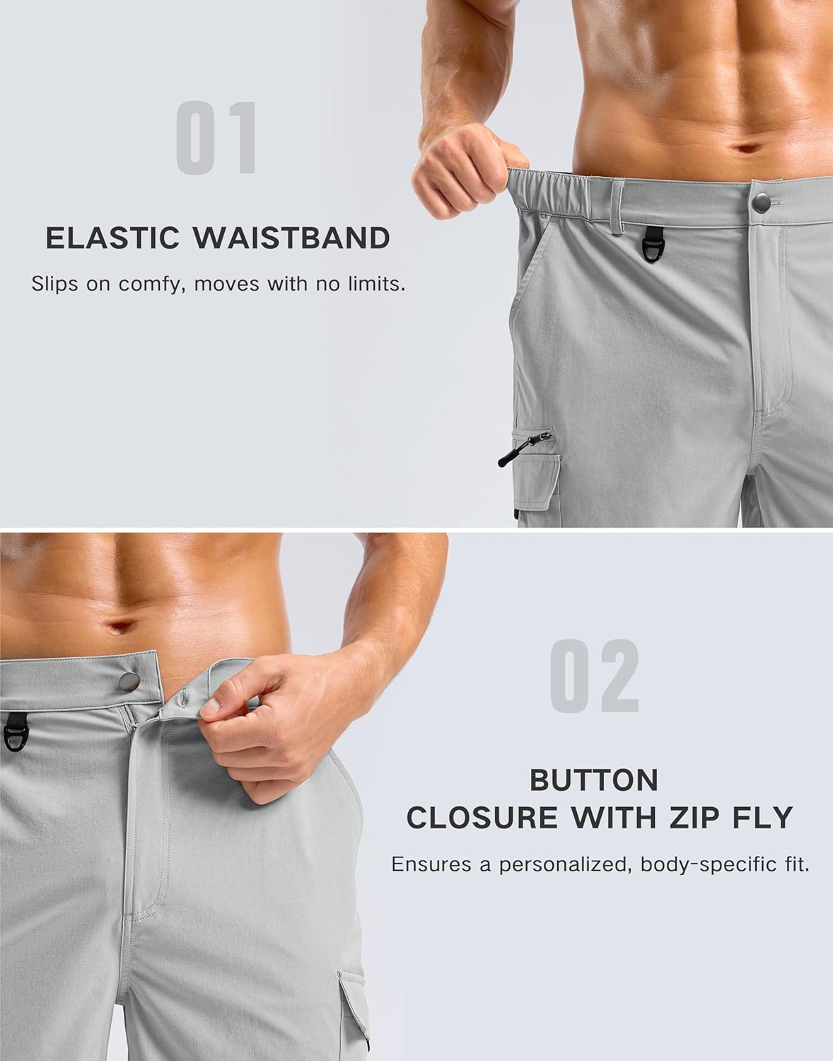 Pudolla Men's Hiking Cargo Shorts with 7 Pockets Lightweight 9" Outdoor Casual Shorts for Men Trip Work Camping Fishing Golf - Image 7