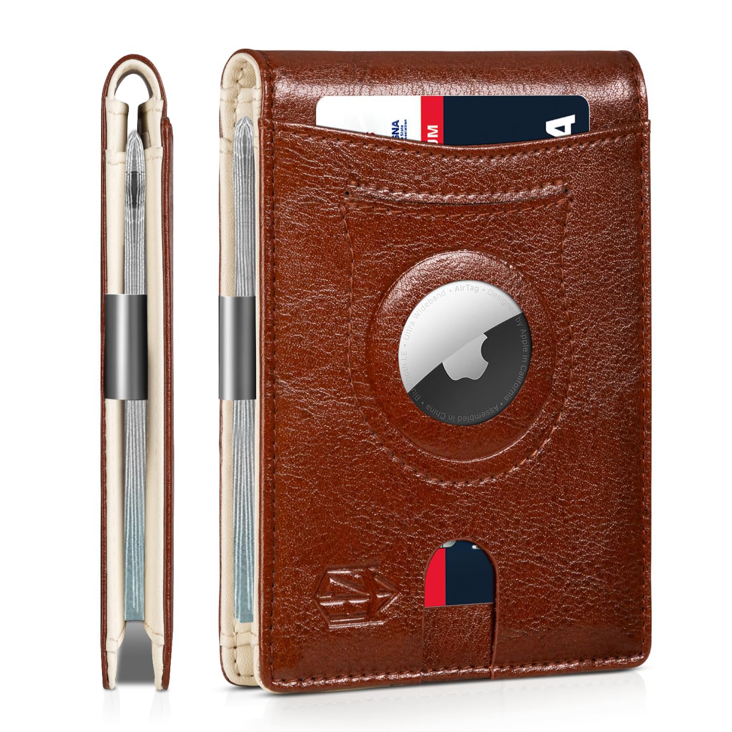 Zitahli Men's Wallets Airtag Holder Slim Rfid Leather with Gift Box